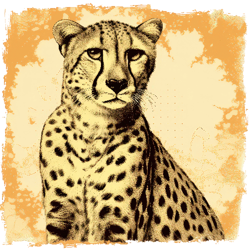 Realistic Digital Art of Cheetah on Transparent Background POD Design