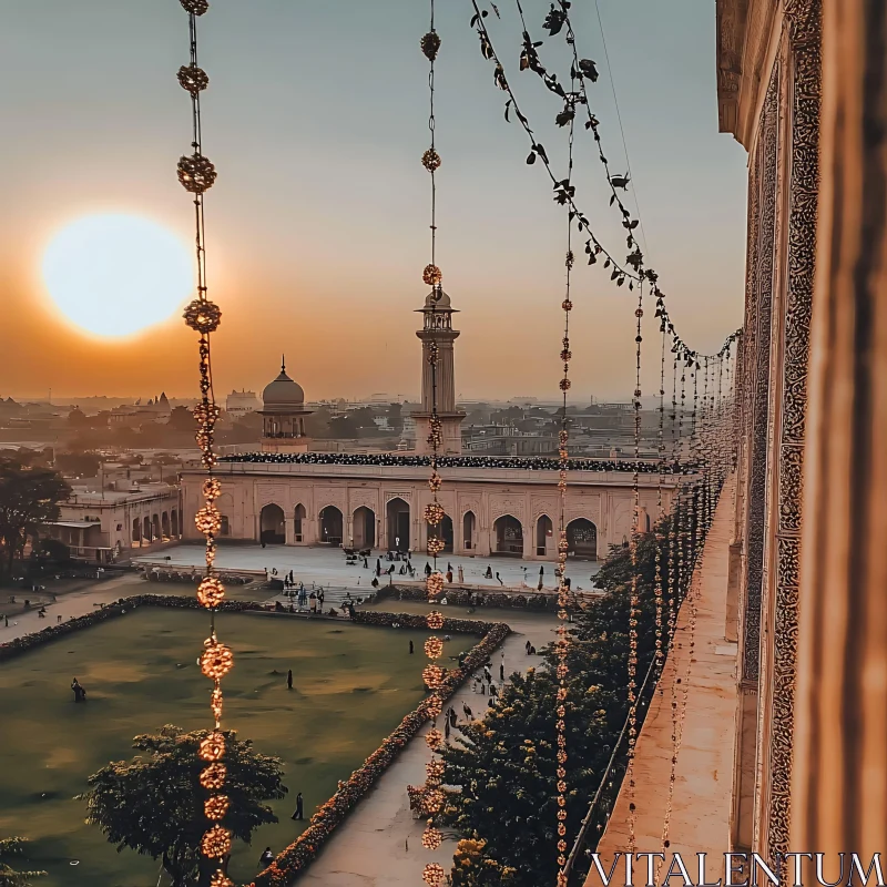 Sunset Over Mosque: An Islamic Architectural Wonder AI Image