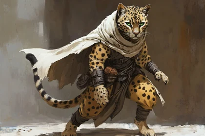 Anthropomorphic Leopard Warrior Illustration