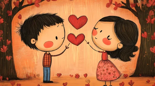 Sweet Cartoon Love Illustration