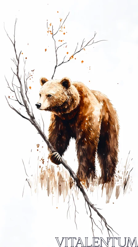 Bear Among Branches Artwork AI Image