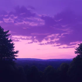 Purple Sky Forest Scenery