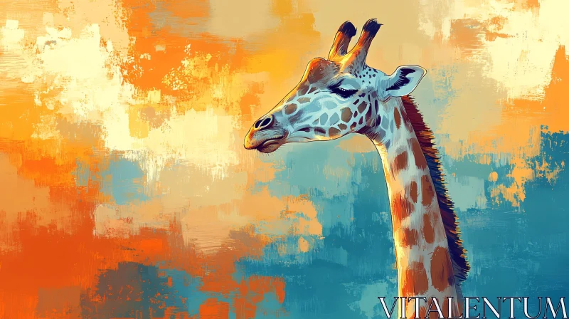 AI ART Colorful Giraffe Portrait