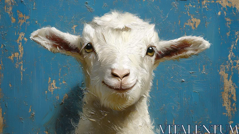 Artistic Goat on Blue Background AI Image