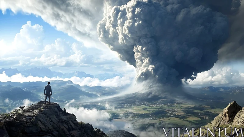 AI ART Mountain Vista with Massive Cloud Formation
