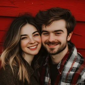 Joyful Couple in Love Smiling Portrait