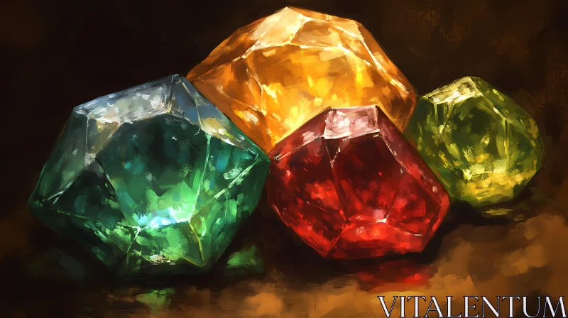 AI ART Luminous Gemstones Cluster Art