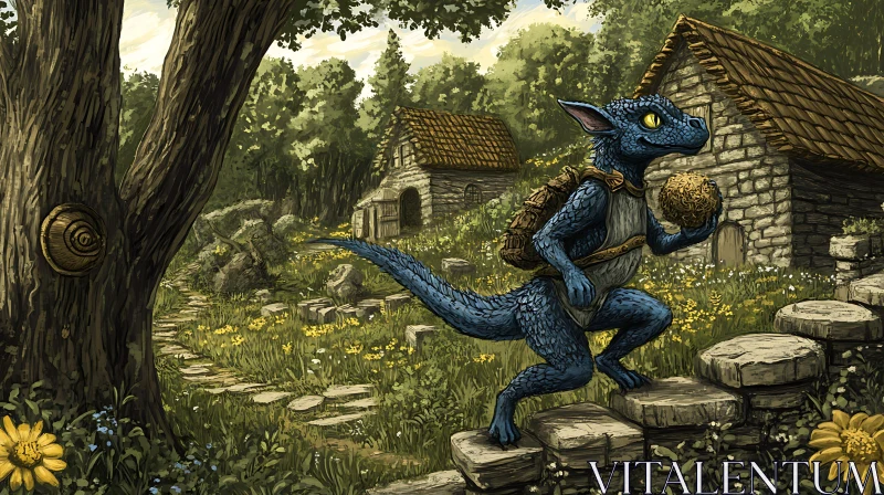 AI ART Fantasy Creature on a Stone Path