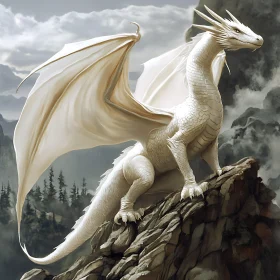 White Dragon Fantasy Landscape Artwork