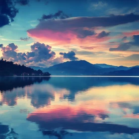Pastel Sunset Over Calm Lake