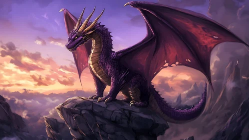 Fantasy Dragon Perched High Above