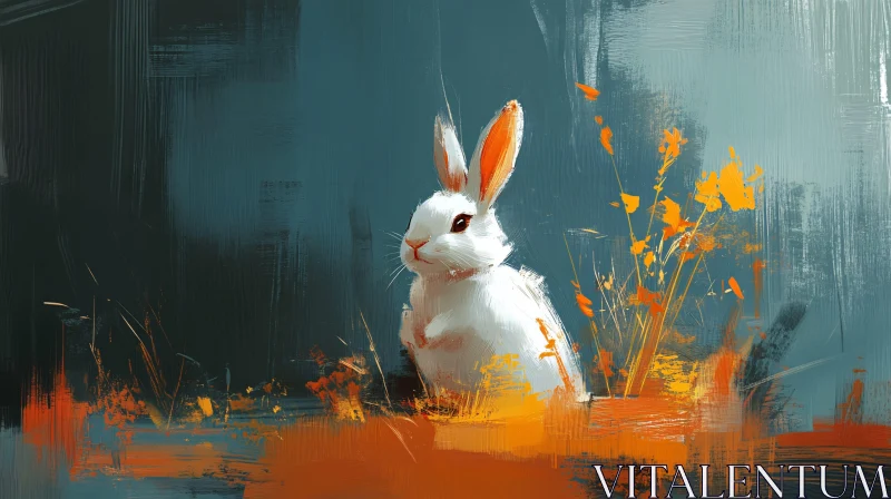 AI ART Rabbit in Orange Flora