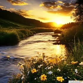 Peaceful River at Sunset