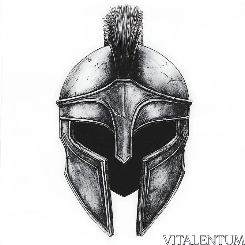 Monochrome Spartan Helmet Art AI Image