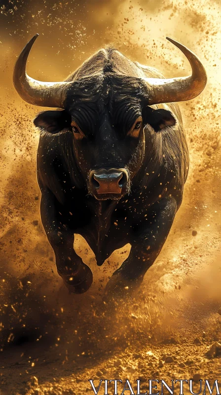 Powerful Bull in Motion AI Image