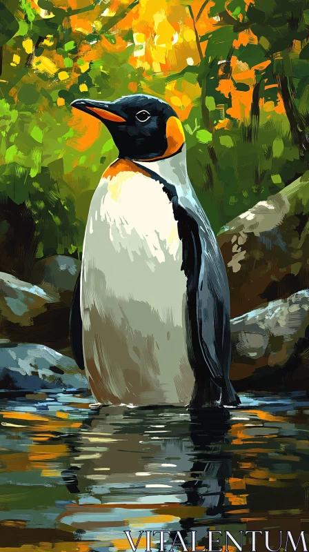 Vibrant Penguin Scene AI Image