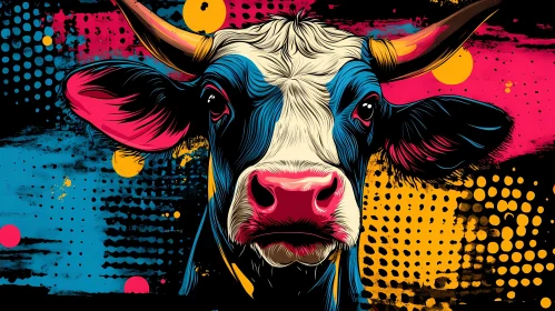 Vibrant Cow Pop Art Portrait