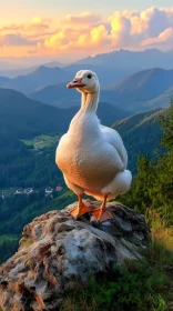 Serene Duck in Mountain Landscape