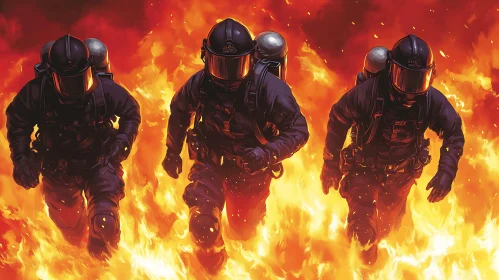 Brave Firefighters Engulfed in Fire
