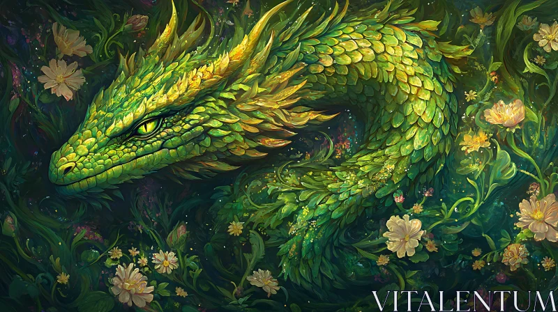 AI ART Floral Dragon Fantasy Art