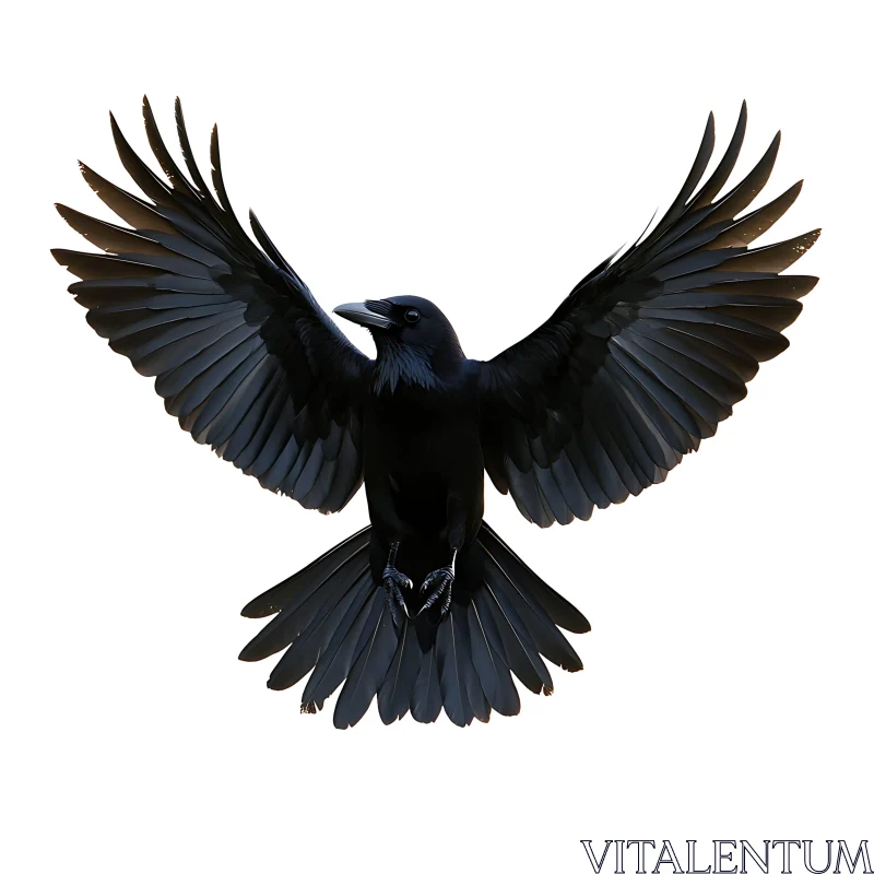 Black Raven Spreading its Wings AI Image