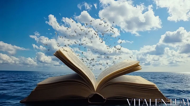Open Book Releasing Birds AI Image