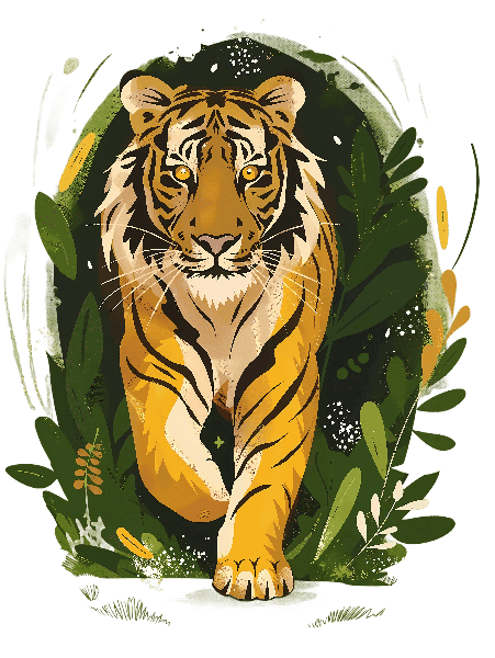 Tiger Prowling Jungle Illustration POD Design