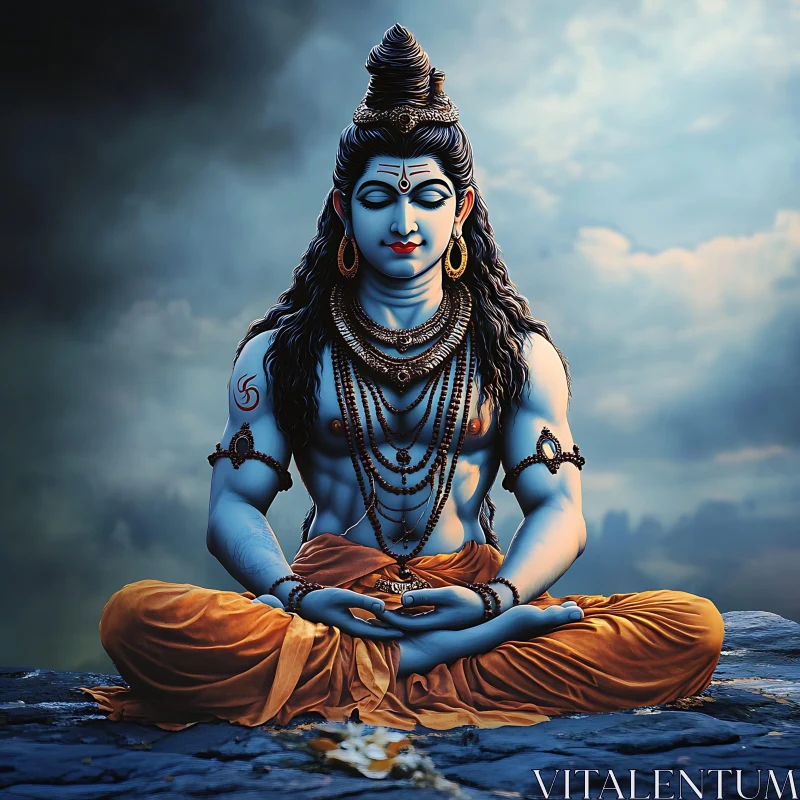 Meditative Shiva Deity Artwork AI Image