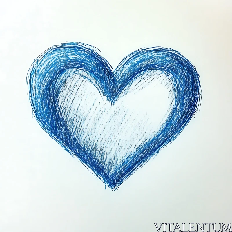 Heartfelt Blue Sketch on White AI Image