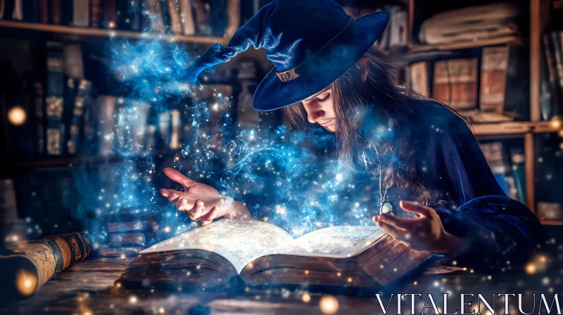 AI ART Wizard Casting Spell from Old Book