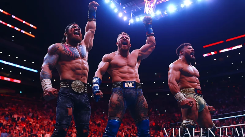 AI ART Wrestlers Celebrate Victory in Stadium