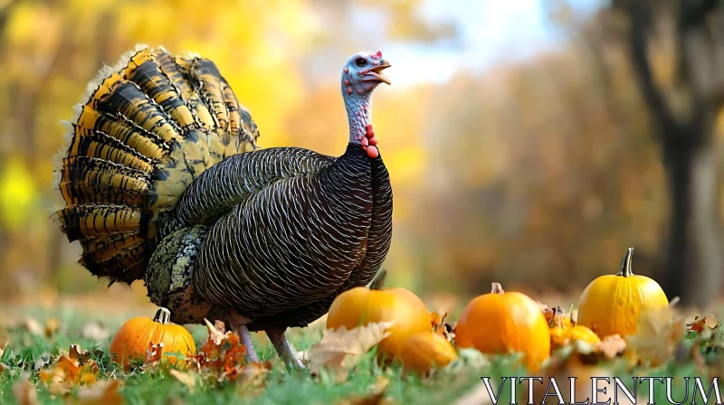 Thanksgiving Turkey with Pumpkins AI Image