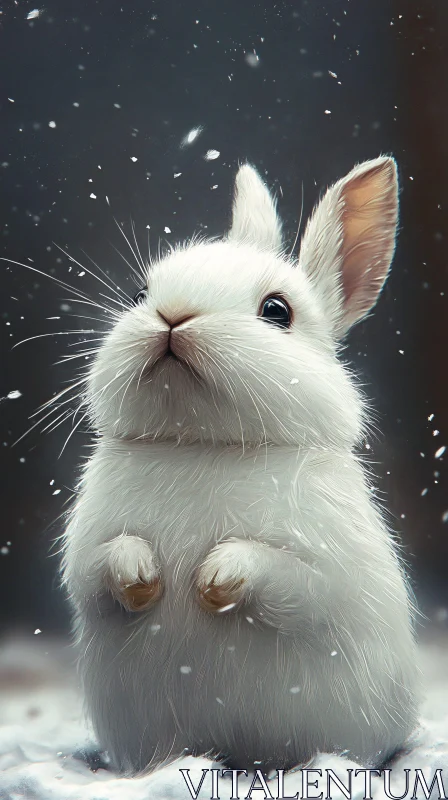 AI ART Snowy Fluffy Bunny