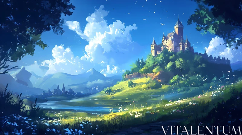 AI ART Scenic Castle Landscape Painting