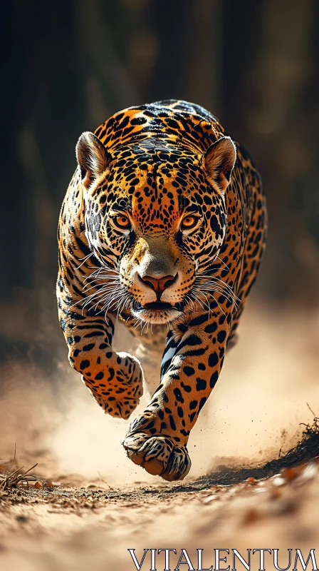 Wild Jaguar Running AI Image