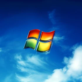 Windows Logo in Blue Sky with Clouds