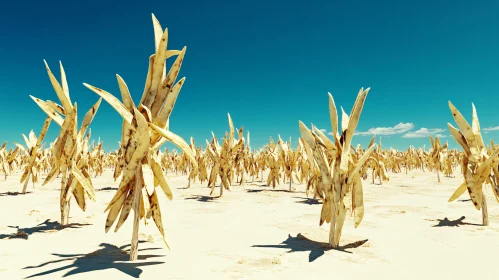 Barren Desert Plants Under Clear Sky