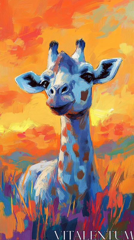 AI ART Colorful Giraffe Art