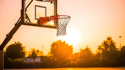 Sunset Basketball Hoop Silhouette