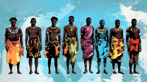 Line of Men in African Attire