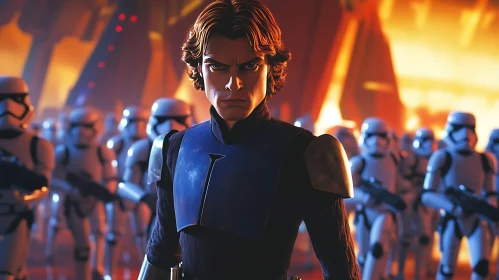 Fierce Warrior and His Loyal Troops