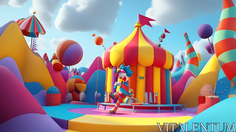 Colorful Circus Clown Art AI Image