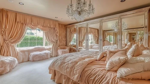 Luxurious Bedroom Decorated in Soft Peach Tones