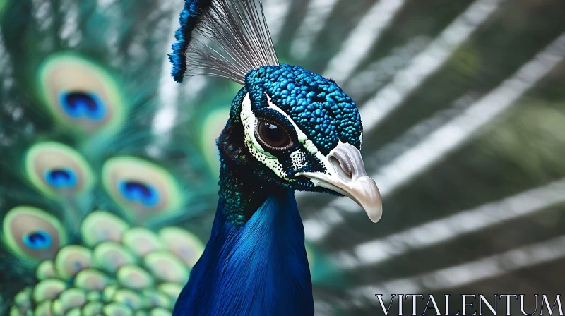 Peacock's Regal Gaze: A Study in Blue AI Image