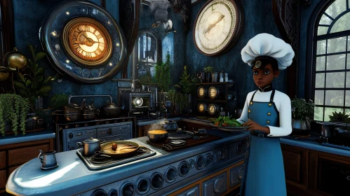 Chef in a Steampunk Kitchen