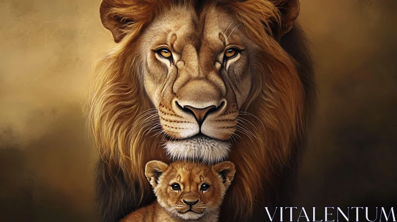 Protective Lion Family AI Image