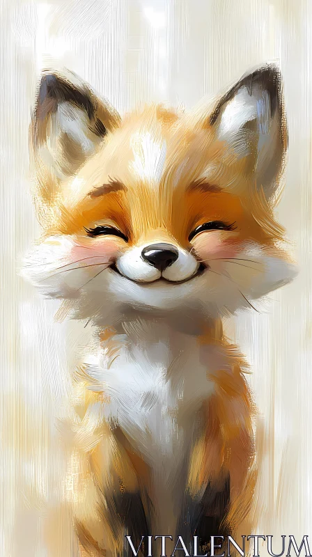 Cute Animal Art: Smiling Fox AI Image