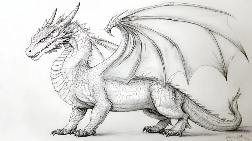 Monochrome Dragon Illustration