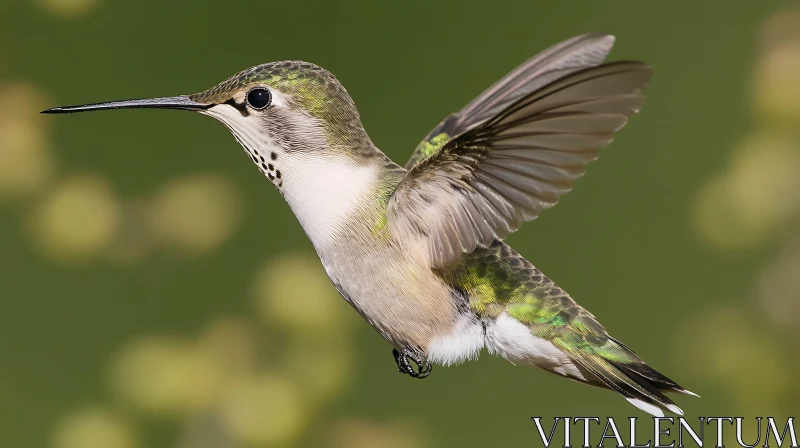 Hovering Hummingbird in Natural Light AI Image