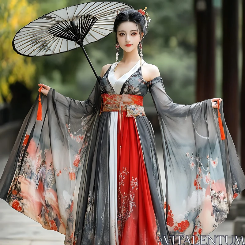 Portrait of Woman in Traditional Hanfu AI Image